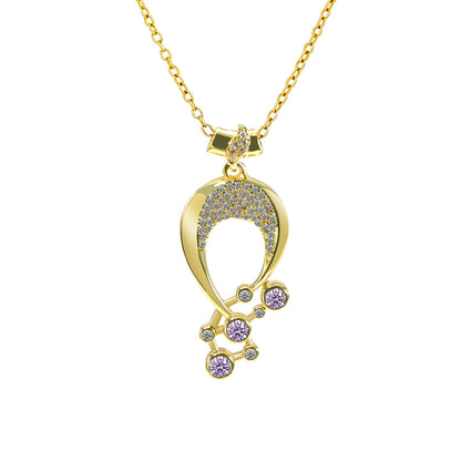 Luna Birthstone Necklace,Multiple Color Pendant Necklace,Plated Pendant Necklace with Gemstone Variations