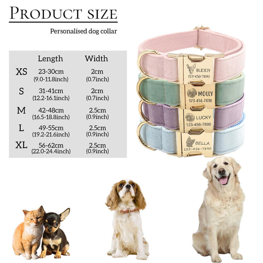 Custom Velvet Dog Collar: Personalized Portrait, Engraved ID