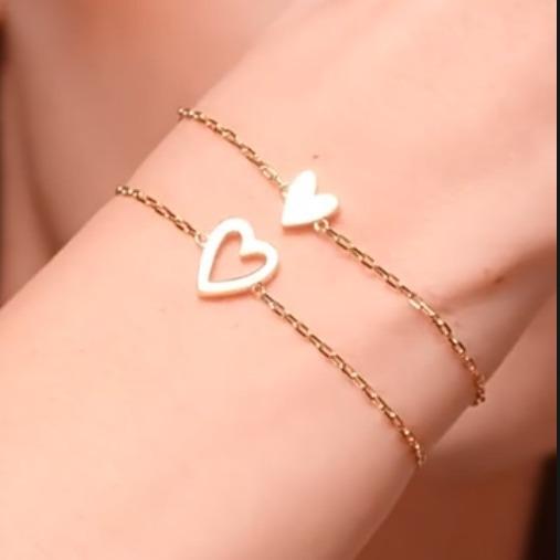 Trendy Women Love Heart Hollow Pendant Adjustable Bracelet Set Friendship Gift Ins Style Jewelry for Her Female