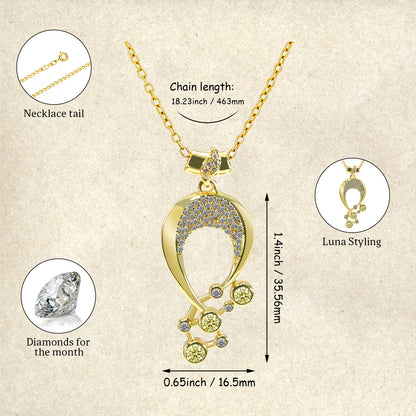 Luna Birthstone Necklace,Multiple Color Pendant Necklace,Plated Pendant Necklace with Gemstone Variations