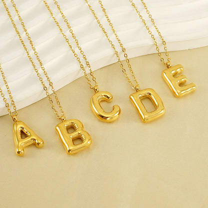 KissYan Bubble Letter Necklace,14K Gold Plated Balloon Initial Pendant with Bead Chain Dainty Jewelry Gift for Women & Jewelry for Christmas Gifts