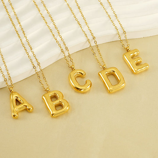 KissYan Bubble Letter Necklace,14K Gold Plated Balloon Initial Pendant with Bead Chain Dainty Jewelry Gift for Women & Jewelry for Christmas Gifts