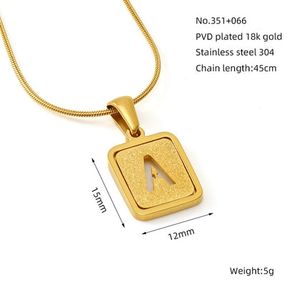 Personalized 18K Titanium Steel Letter Pendant Necklace Elegant Snake Bone Chain Sandblasted Finish Fashion Accessory