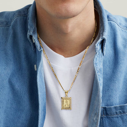 KissYan Initial Letter Pendant Necklace for Men & Women, 14K Gold Plated Alphabet Necklace on Figaro Chain, Elegant Design