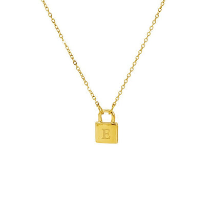 Titanium Steel Non-Fading Lock Head 26-Letter Clavicle Necklace for Women Gold Color Chain Jewelry