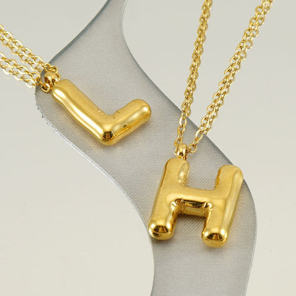 KissYan Bubble Letter Necklace,14K Gold Plated Balloon Initial Pendant with Bead Chain Dainty Jewelry Gift for Women & Jewelry for Christmas Gifts