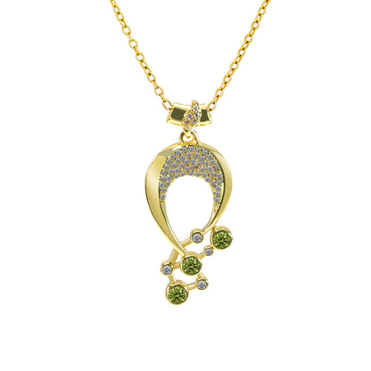 Luna Birthstone Necklace,Multiple Color Pendant Necklace,Plated Pendant Necklace with Gemstone Variations