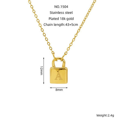 Titanium Steel Non-Fading Lock Head 26-Letter Clavicle Necklace for Women Gold Color Chain Jewelry