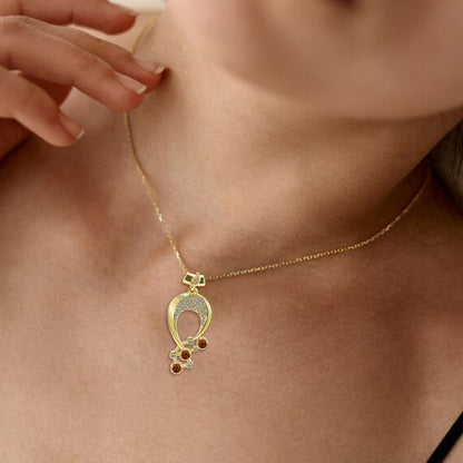 Luna Birthstone Necklace,Multiple Color Pendant Necklace,Plated Pendant Necklace with Gemstone Variations