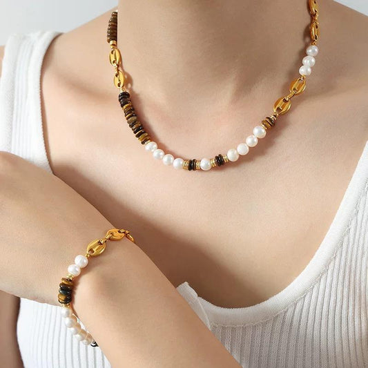 Colorful Rhinestone Bohemian Heart Charm Initial Necklace with Natural Stone Bracelet - Minimalist Bohemian Jewelry for Niece Gift audrey  necklace  stacks