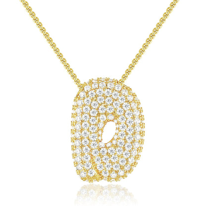 KISSYAN 14K Gold Plated Balloon Initial Pendant Box Chain Necklace Dainty Pave CZ Jewelry Gift for Women Unique Font Individuality Bold Eye-Catching Statement