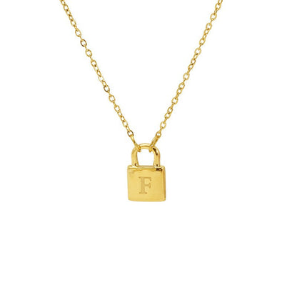 Titanium Steel Non-Fading Lock Head 26-Letter Clavicle Necklace for Women Gold Color Chain Jewelry