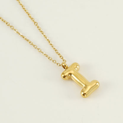 KissYan Bubble Letter Necklace,14K Gold Plated Balloon Initial Pendant with Bead Chain Dainty Jewelry Gift for Women & Jewelry for Christmas Gifts