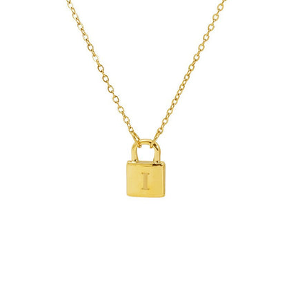 Titanium Steel Non-Fading Lock Head 26-Letter Clavicle Necklace for Women Gold Color Chain Jewelry