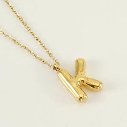 KissYan Bubble Letter Necklace,14K Gold Plated Balloon Initial Pendant with Bead Chain Dainty Jewelry Gift for Women & Jewelry for Christmas Gifts