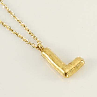 KissYan Bubble Letter Necklace,14K Gold Plated Balloon Initial Pendant with Bead Chain Dainty Jewelry Gift for Women & Jewelry for Christmas Gifts