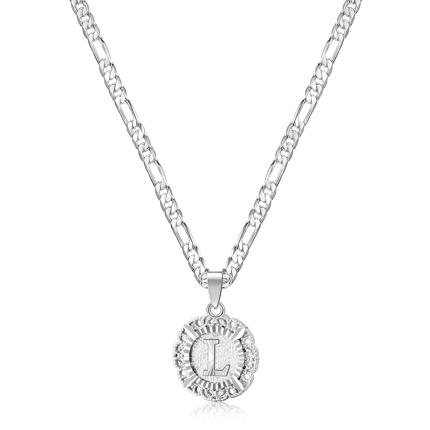 KissYan 14K Yellow Gold Plated Initial myah lh Necklace with Round Letter Pendant, Capital Monogram Alphabets A-Z, Unisex Casual Accessory Cuban Link Chain Cuban Link Chain Cuban Link Chain