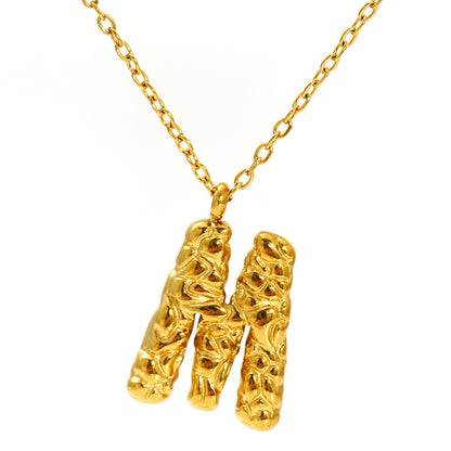 Lava-textured Letter Necklace for Women - 26-Letter Pendant, Collarbone Chain, Fade-resistant, Metal Coating, Stylish Accessory