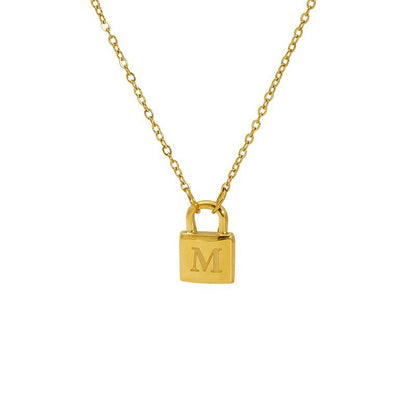 Titanium Steel Non-Fading Lock Head 26-Letter Clavicle Necklace for Women Gold Color Chain Jewelry