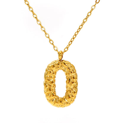 Lava-textured Letter Necklace for Women - 26-Letter Pendant, Collarbone Chain, Fade-resistant, Metal Coating, Stylish Accessory