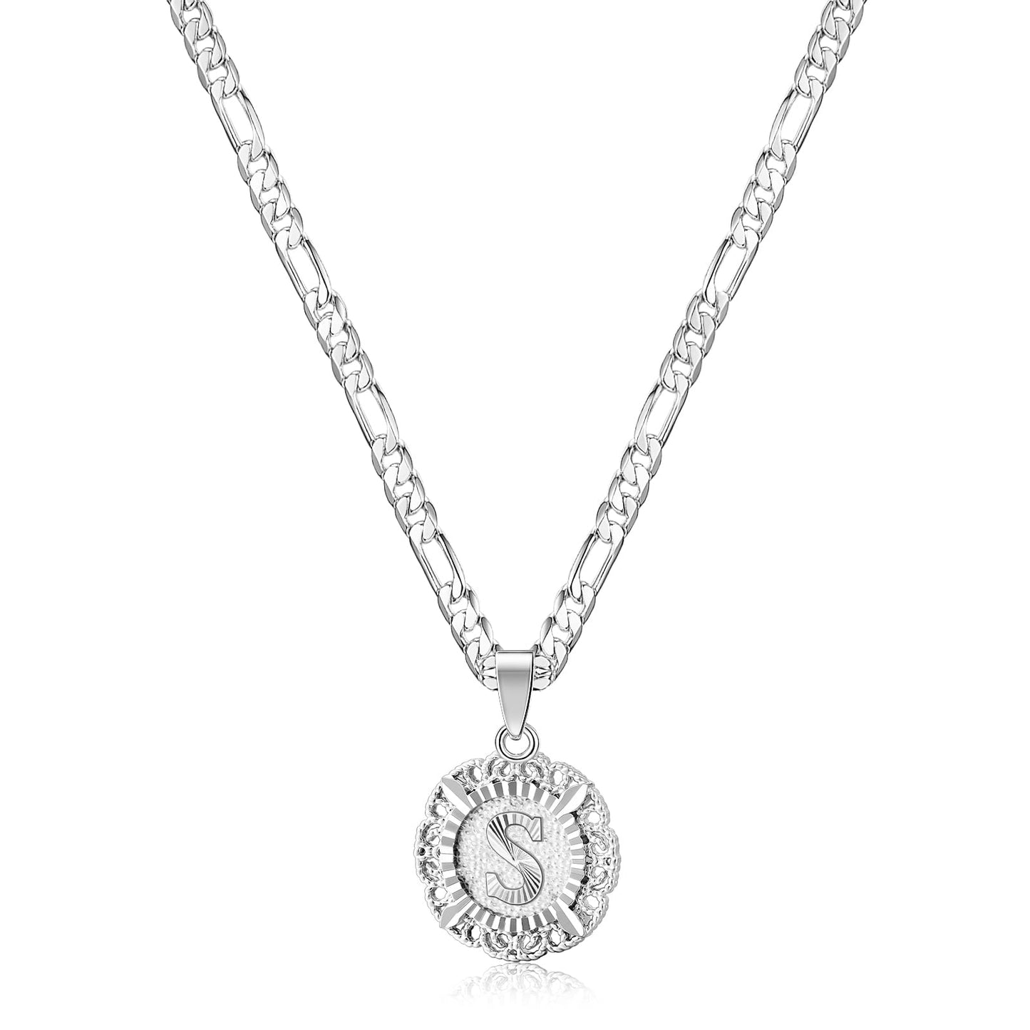 KissYan 14K Yellow Gold Plated Initial myah lh Necklace with Round Letter Pendant, Capital Monogram Alphabets A-Z, Unisex Casual Accessory Cuban Link Chain Cuban Link Chain Cuban Link Chain