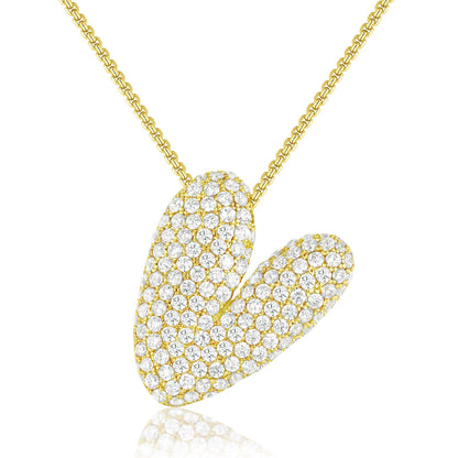 KISSYAN 14K Gold Plated Balloon Initial Pendant Box Chain Necklace Dainty Pave CZ Jewelry Gift for Women Unique Font Individuality Bold Eye-Catching Statement