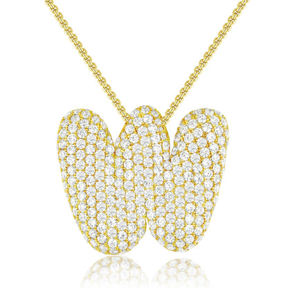 KISSYAN 14K Gold Plated Balloon Initial Pendant Box Chain Necklace Dainty Pave CZ Jewelry Gift for Women Unique Font Individuality Bold Eye-Catching Statement