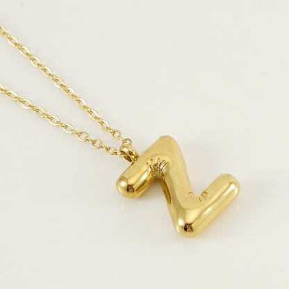 KissYan Bubble Letter Necklace,14K Gold Plated Balloon Initial Pendant with Bead Chain Dainty Jewelry Gift for Women & Jewelry for Christmas Gifts