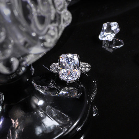Bespoke Ring 5.00CT Excellent Oval Cut Engagement Ring,D-Color VVS Big CZ Gemstone 925 Sterling Silver Promise Ring