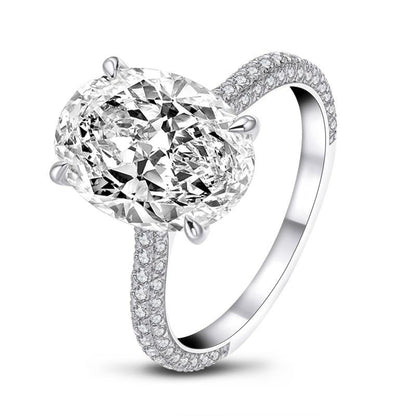 Bespoke Ring 5.00CT Excellent Oval Cut Engagement Ring,D-Color VVS Big CZ Gemstone 925 Sterling Silver Promise Ring