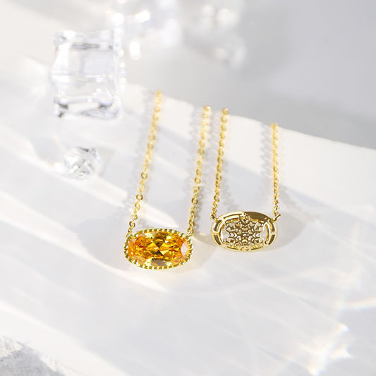 Valentine's Day Gift Necklace - 18-Inch Silver/Gold Plated Chain with Infinity Pendant & Birthstone Crystals, Adjustable Chain Length 16.9+1.9 inches